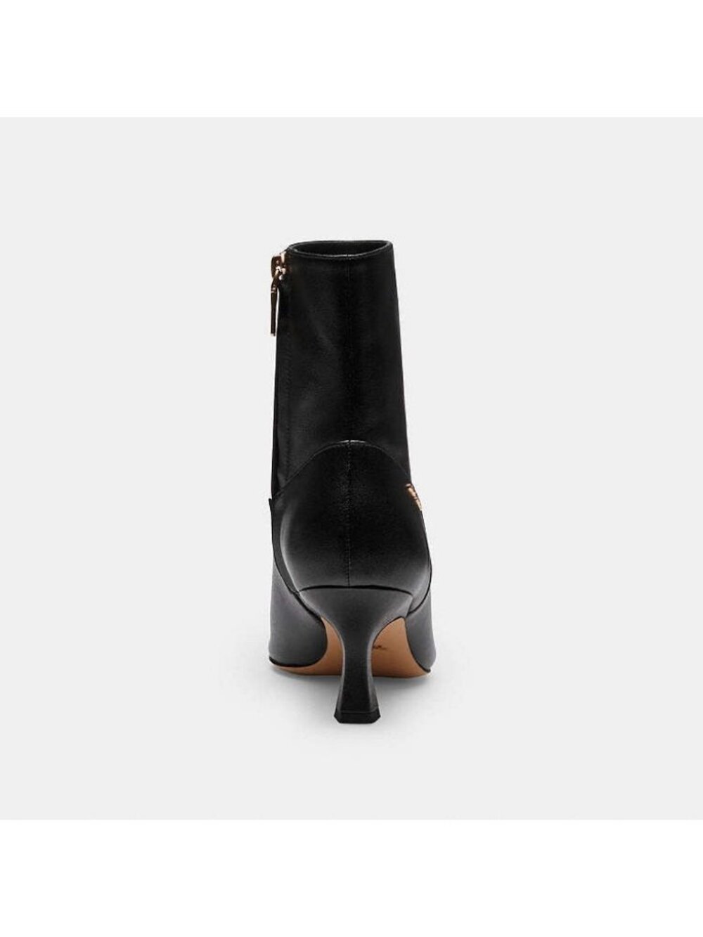 Coach Sculpted C Kitten Heel Booties Women's Size 10 Black Leather Side Zip - Picture 2 of 5